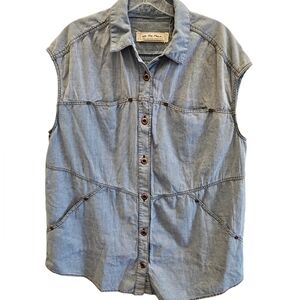 We the Free People Chambray Button Front Tunic Shacket Top